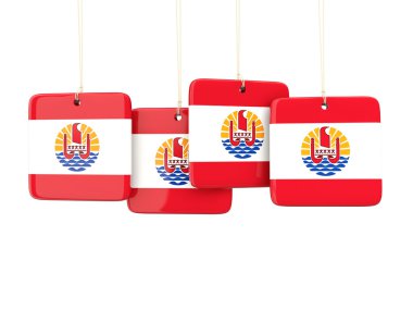 Fransız Polinezyası bayrağı ile kare etiketleri