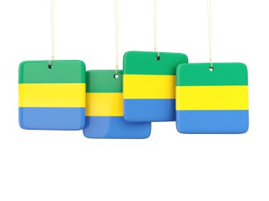 Gabon Cumhuriyeti bayrağı ile kare etiketleri