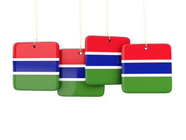 Gambiya Cumhuriyeti bayrağı ile kare etiketleri