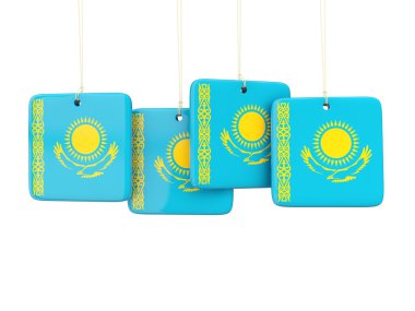 Kazakistan bayrağı ile kare etiketleri