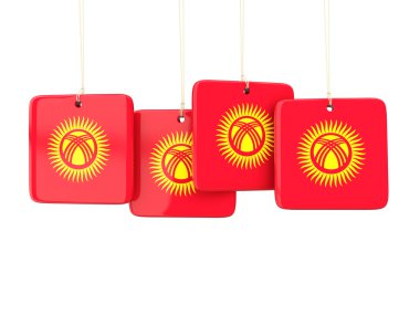 Kırgızistan bayrağı ile kare etiketleri
