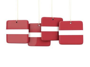 Letonya bayrağı ile kare etiketleri