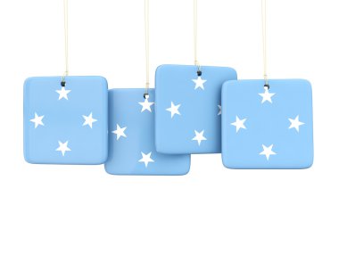 Mikronezya bayrağı ile kare etiketleri