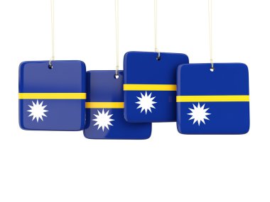 Nauru Cumhuriyeti bayrağı ile kare etiketleri