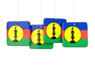 Yeni Kaledonya bayrağı ile kare etiketleri
