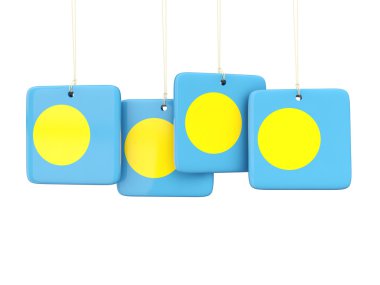 Palau Cumhuriyeti bayrağı ile kare etiketleri