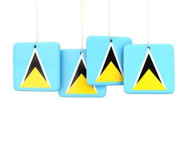 Saint lucia bayrağı ile kare etiketleri