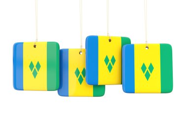 Saint vincent ve Grenadinler bayrağı ile kare etiketleri
