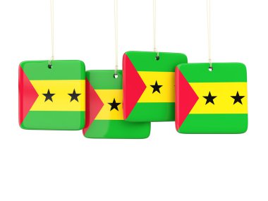 Sao tome ve principe bayrağı ile kare etiketleri