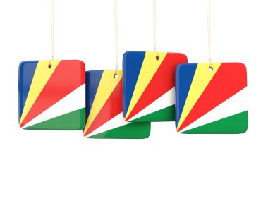 Seyşel Adaları bayrağı ile kare etiketleri