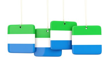 Sierra leone Cumhuriyeti bayrağı ile kare etiketleri