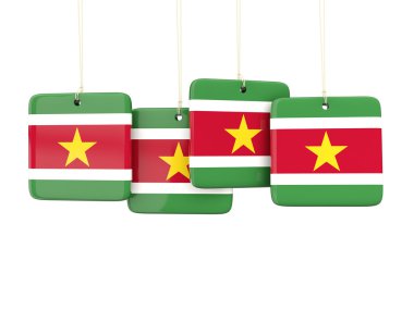 Surinam bayrağı ile kare etiketleri
