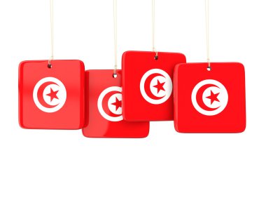 Tunus bayrağı ile kare etiketleri
