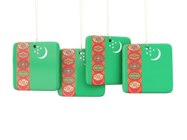 Türkmenistan bayrağı ile kare etiketleri