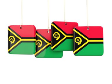 Vanuatu Cumhuriyeti bayrağı ile kare etiketleri