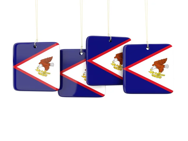Etichette quadrate con bandiera di samoa americane — Foto Stock
