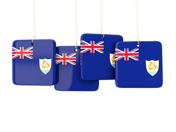 Square labels with flag of anguilla — Stock Photo, Image