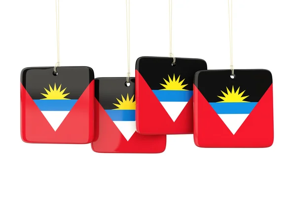 Quadratische Etiketten mit der Flagge von Antigua und Barbuda — Stockfoto