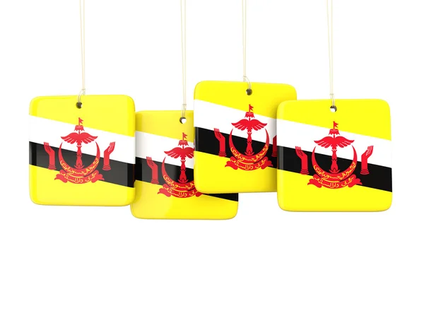 Négyzet alakú címkéket brunei zászlaja — Stock Fotó