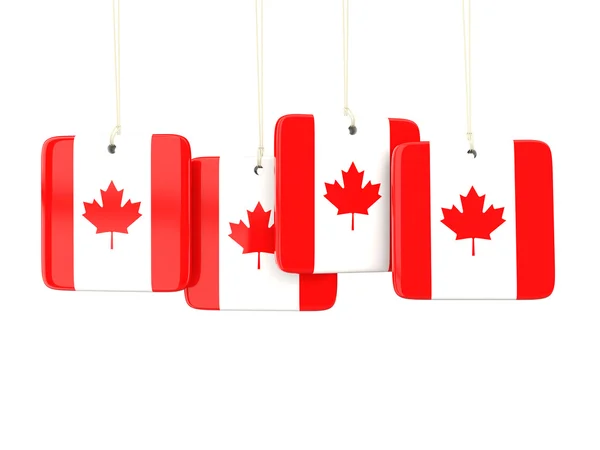 Метки на площади с флагом Канады — стоковое фото