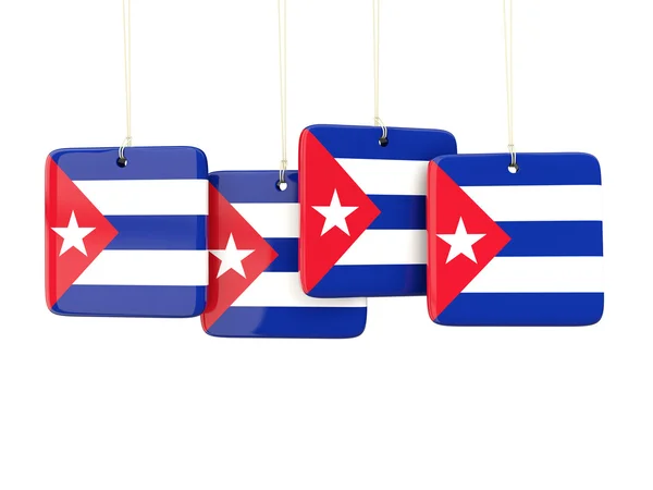 Čtvercové štítky s vlajka Kuby — Stock fotografie
