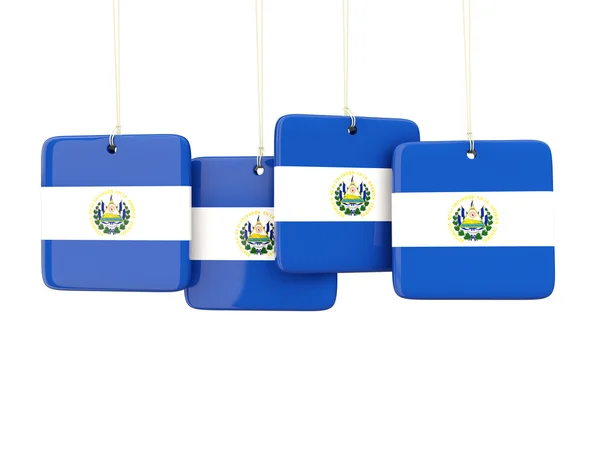 Etiquetas quadradas com bandeira de el salvador — Fotografia de Stock