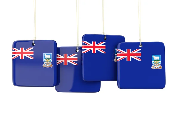 Rótulos quadrados com bandeira de ilhas Falkland — Fotografia de Stock