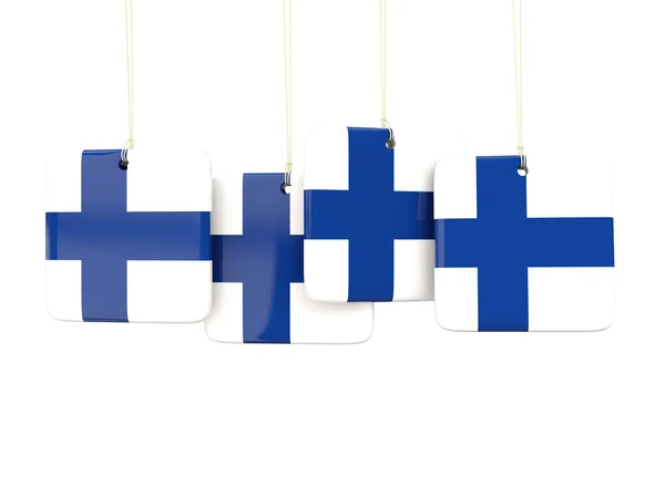 芬兰国旗方形标签 — 图库照片