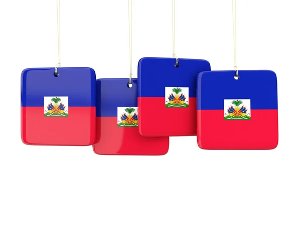Etiquetas cuadradas con bandera de haiti —  Fotos de Stock
