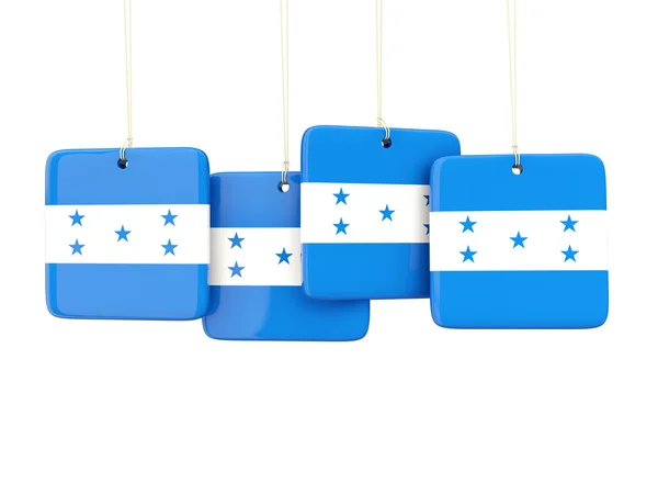Kwadratowych etykiety z flaga Hondurasu — Zdjęcie stockowe