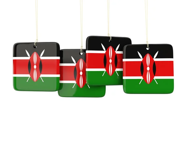 Etiquetas cuadradas con bandera de kenya — Foto de Stock