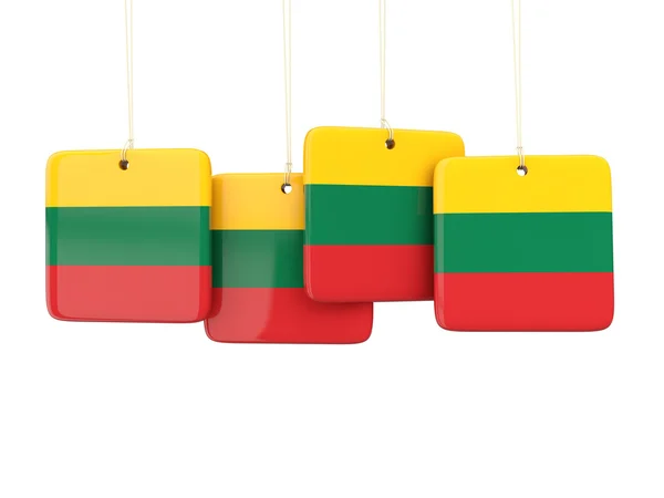 リトアニアの旗の正方形ラベル — ストック写真