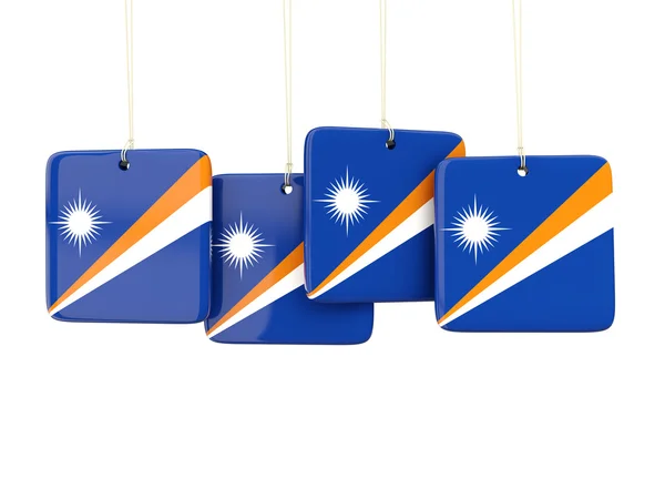 Vierkante labels met de vlag van de Marshalleilanden — Stockfoto