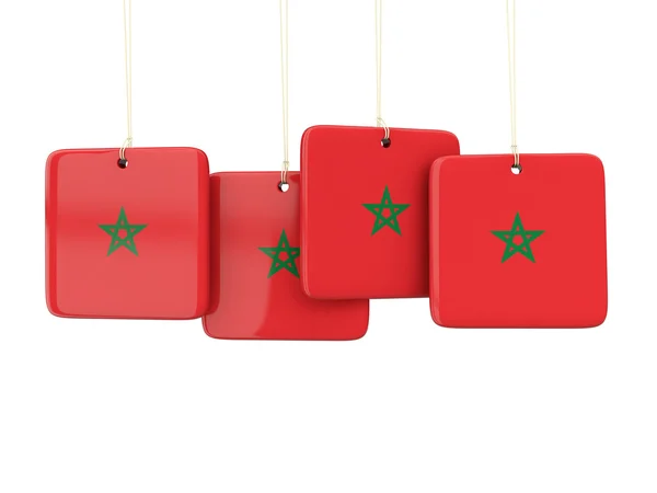 Quadratische Etiketten mit marokkanischer Flagge — Stockfoto