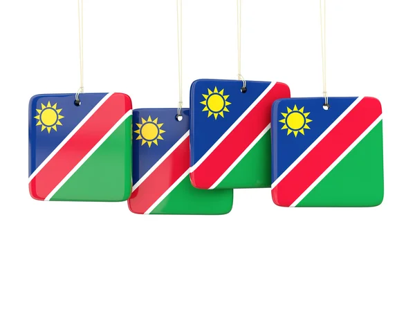 Etiquetas quadradas com bandeira de namibia — Fotografia de Stock