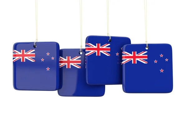 Étiquettes carrées avec drapeau de la Nouvelle-Zélande — Photo