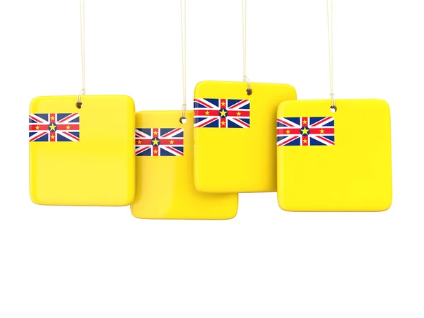 Square labels with flag of niue — Stock Photo, Image