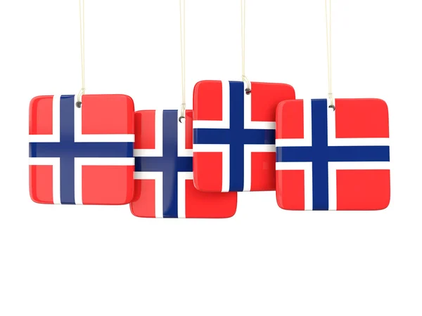 Etiquetas quadradas com bandeira de norway — Fotografia de Stock