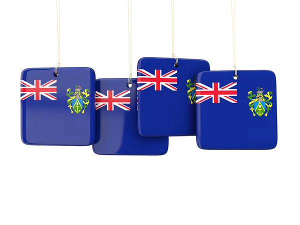 Négyzet alakú címkék, pitcairn-szigetek zászlaja — Stock Fotó