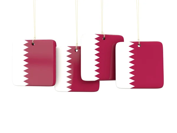 Katar bayrağı ile kare etiketleri — Stok fotoğraf