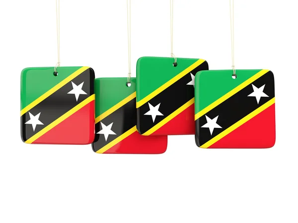 Étiquettes carrées avec drapeau de Saint Kitts et Nevis — Photo