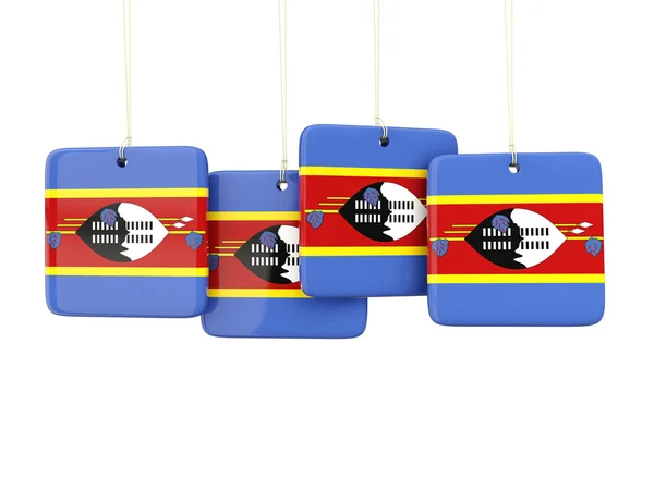 Négyzet alakú címkéket Szváziföld zászlaja — Stock Fotó