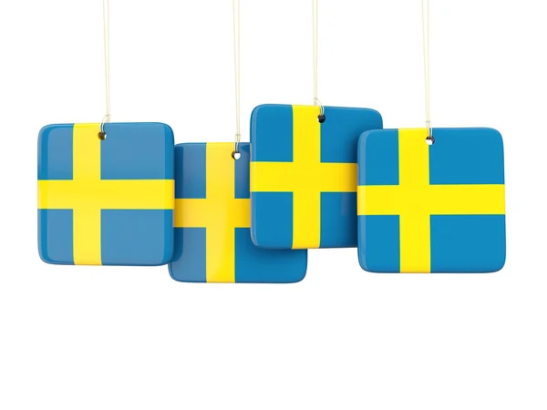 Τετράγωνο ετικέτες με σημαία της Σουηδίας — Φωτογραφία Αρχείου