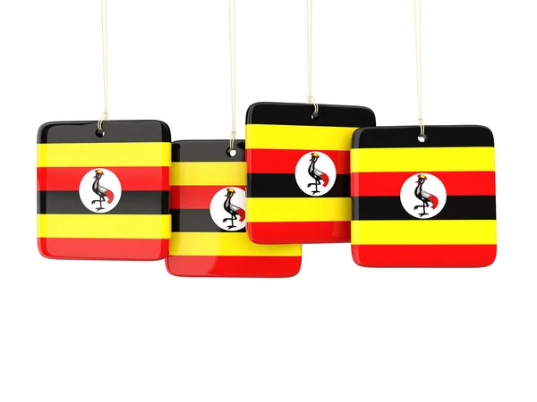 Square labels with flag of uganda — Stock Photo, Image