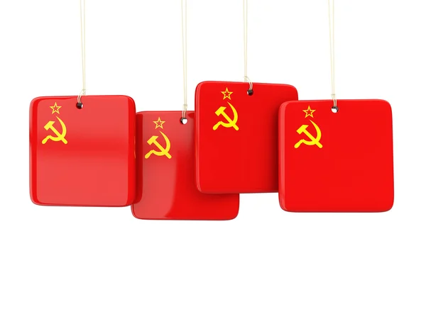 Etiquetas cuadradas con bandera de ussr —  Fotos de Stock