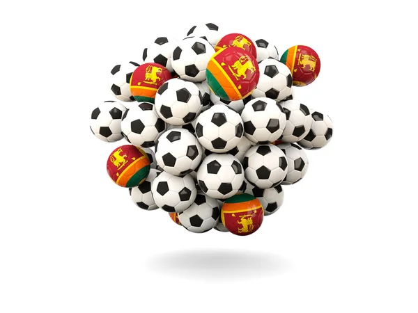 Hög med fotbollar med flagga i sri lanka — Stockfoto