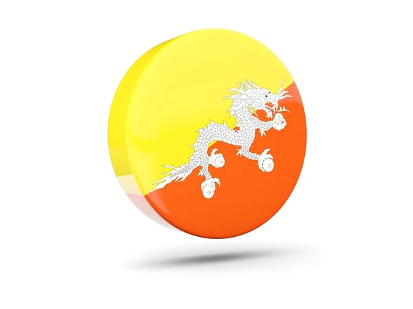 Okrągła ikona z flaga Bhutanu — Zdjęcie stockowe
