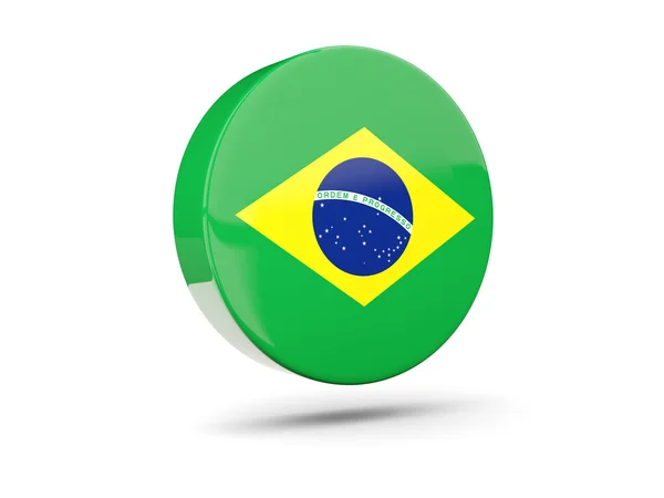 Icono redondo con bandera de Brasil — Foto de Stock