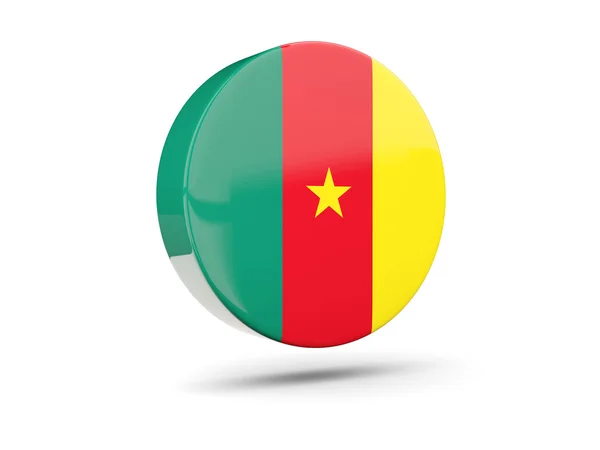Ícone redondo com bandeira de Camarões — Fotografia de Stock