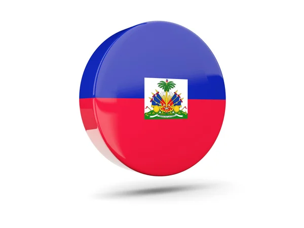 Runda ikonen med flagga i haiti — Stockfoto